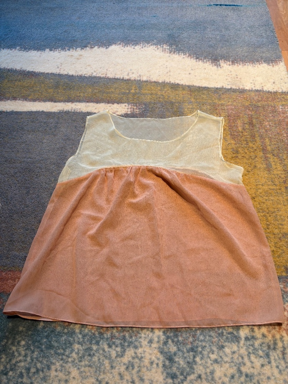 1960’s true vintage handmade pink and cream sheer lingerie top, S